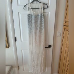 Aiko Reformation White Tie Dye Dress With Sheer Silk Overlay size Small
